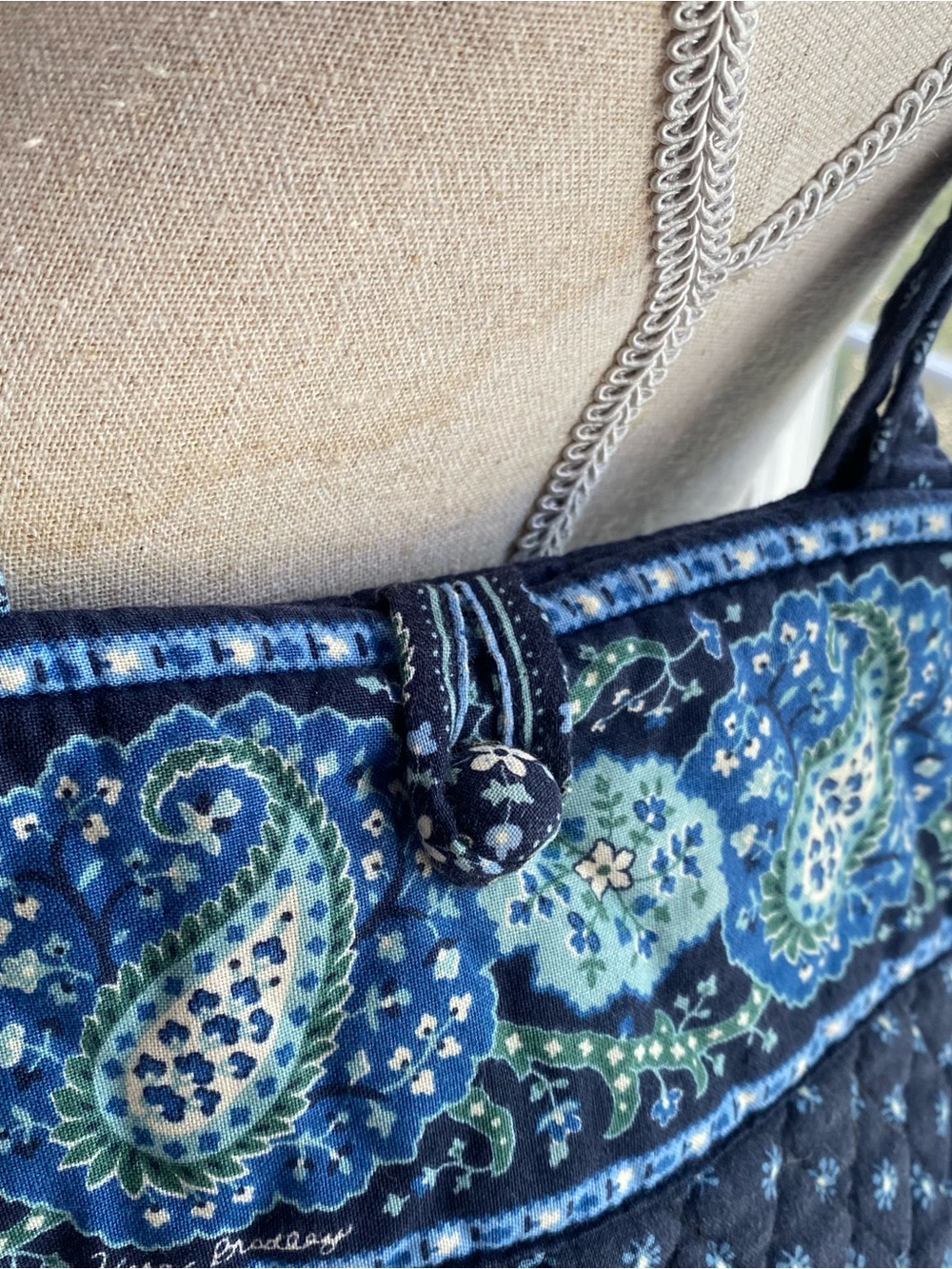 Vera Bradley Quilted Navy Paisley-Trim Tote Bag - Women's Shoulder Tote - Picture 3 of 16